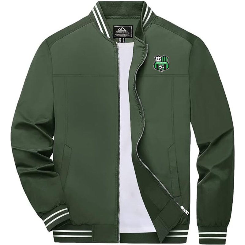 Men's U.S. Sassuolo Soccer Zip-Up Bomber Jacket Ribbed Collar and Cuffs Outerwear